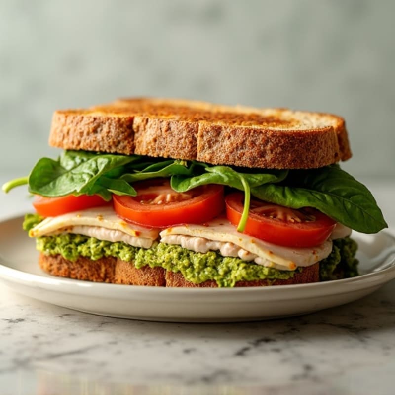 Crispy Grilled Turkey Pesto Sandwich