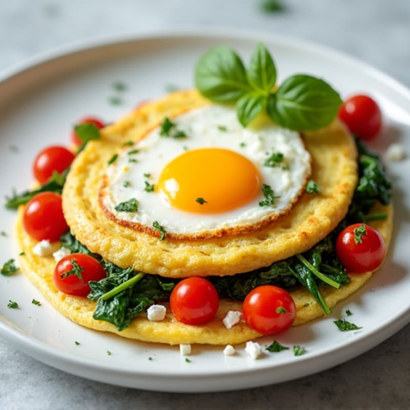 Egg White Spinach Omelet with Feta and Cherry Tomatoes