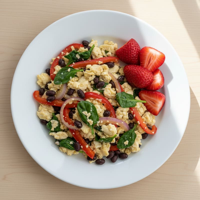 Egg White Veggie Scramble with Black Beans