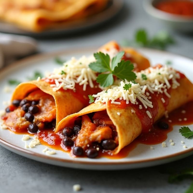 Chili-Spiced Chicken and Black Bean Baked Enchiladas