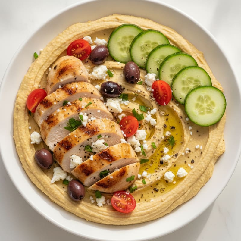 Hummus Platter with Feta and Olives
