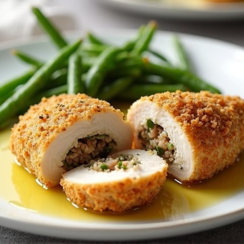 Herb-Crusted Stuffed Chicken with Savory Turkey Filling
