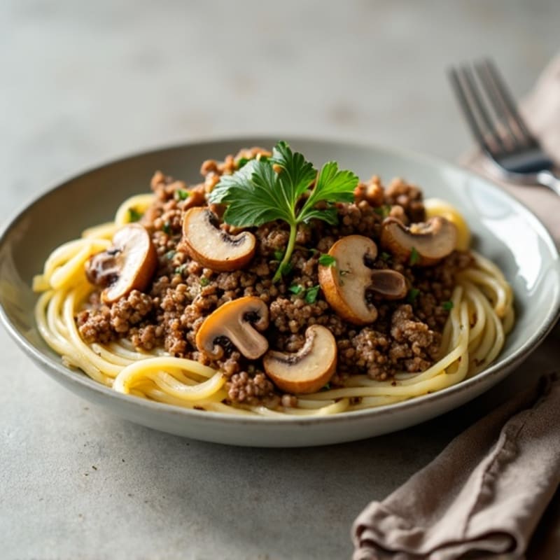 Tangy Creamy Lean Beef and Mushroom Skillet