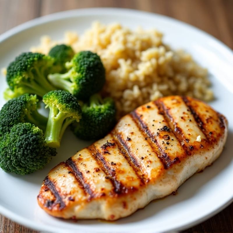 Grilled Chicken Breast with Roasted Broccoli and Quinoa