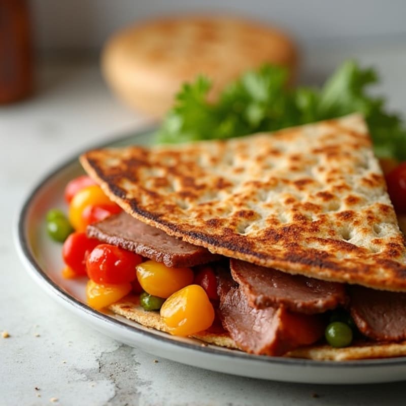 Crispy Whole Wheat Steak and Veggie Quesadillas