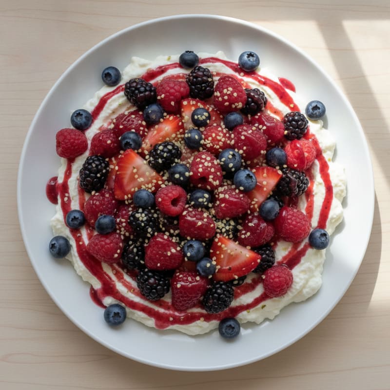 Cottage Cheese Protein Pudding with Mixed Berries