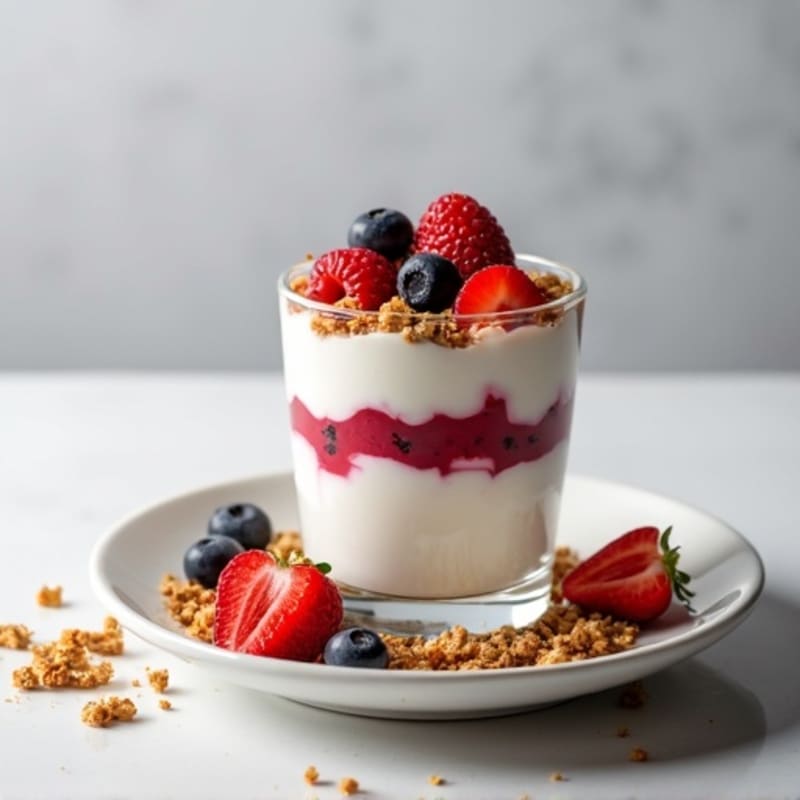 Greek Yogurt Protein Parfait with Mixed Berries and Almond Butter