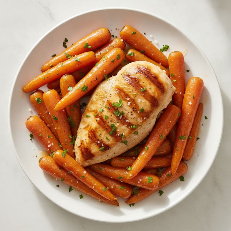 Maple-Glazed Roasted Carrots with Pan-Seared Chicken