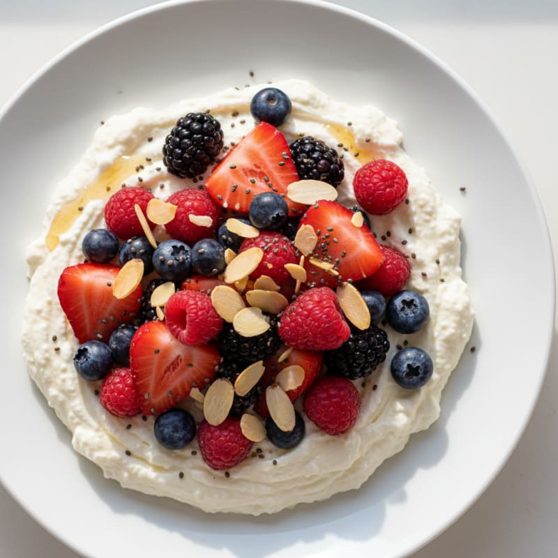 Silky Greek Yogurt Protein Pudding with Mixed Berries