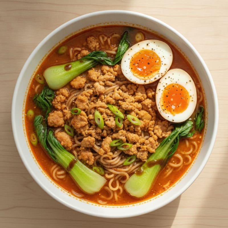Sriracha Pork Ramen with Jammy Eggs