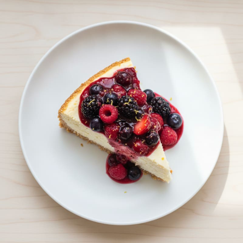 Greek Yogurt Protein Cheesecake with Mixed Berries