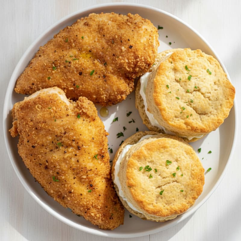 Buttermilk Fried Chicken with Fluffy Biscuits