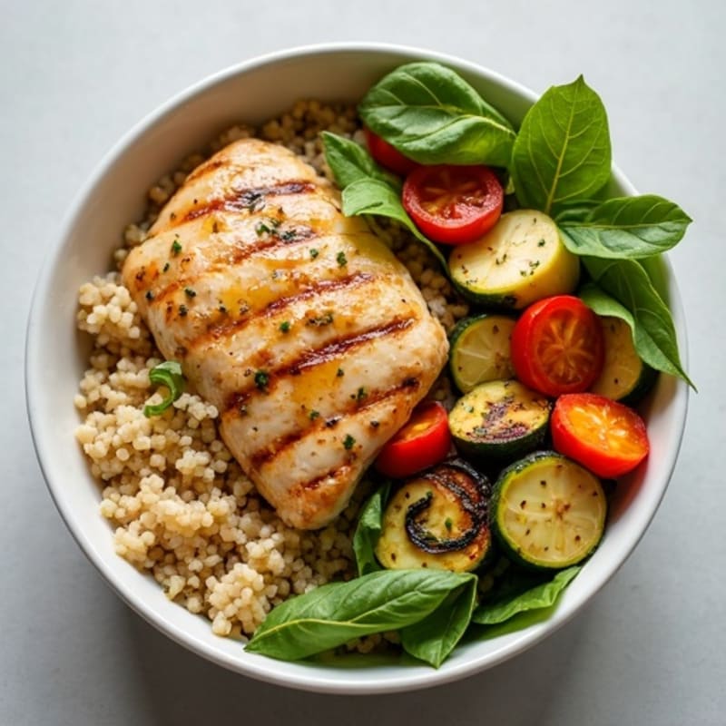 Grilled Chicken and Quinoa Bowl with Roasted Vegetables