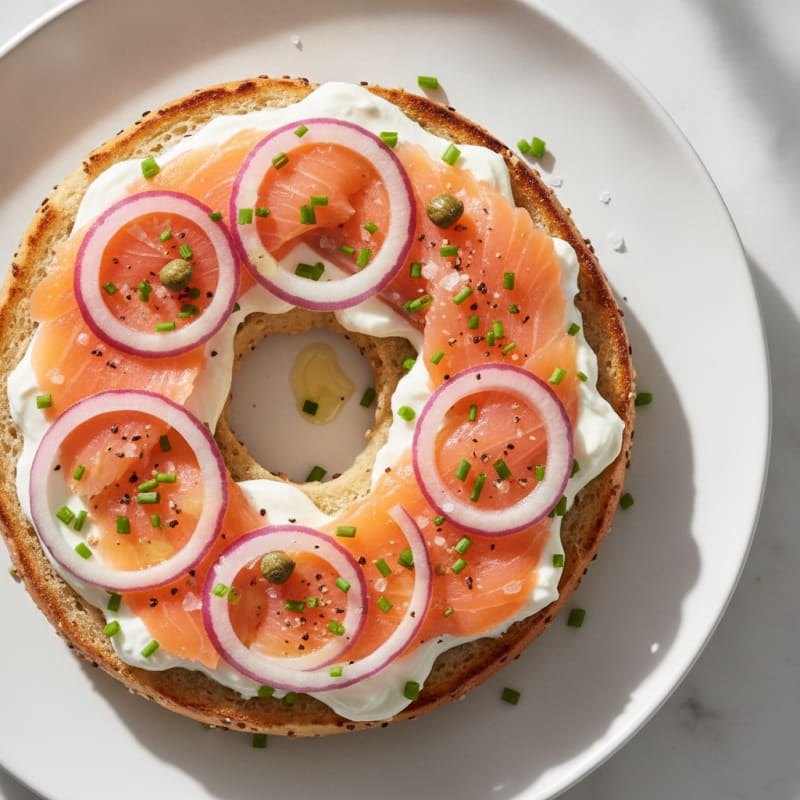High-Protein Smoked Salmon and Chive Bagel