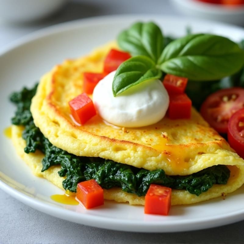 Egg White Spinach Omelette with Cottage Cheese