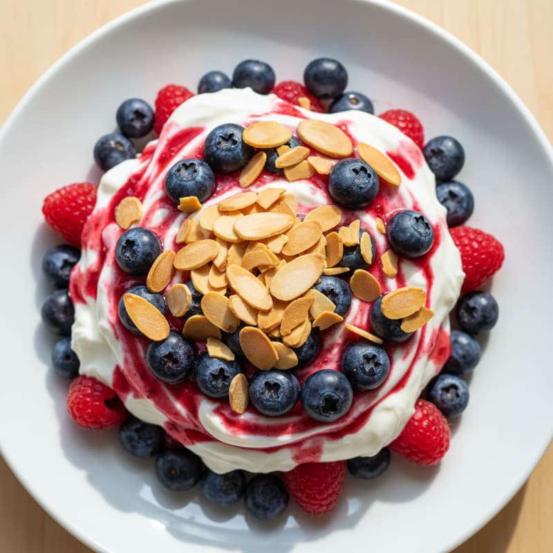 Greek Yogurt Protein Parfait with Berries and Almonds