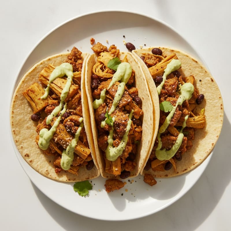 Jackfruit Tacos with Avocado Crema