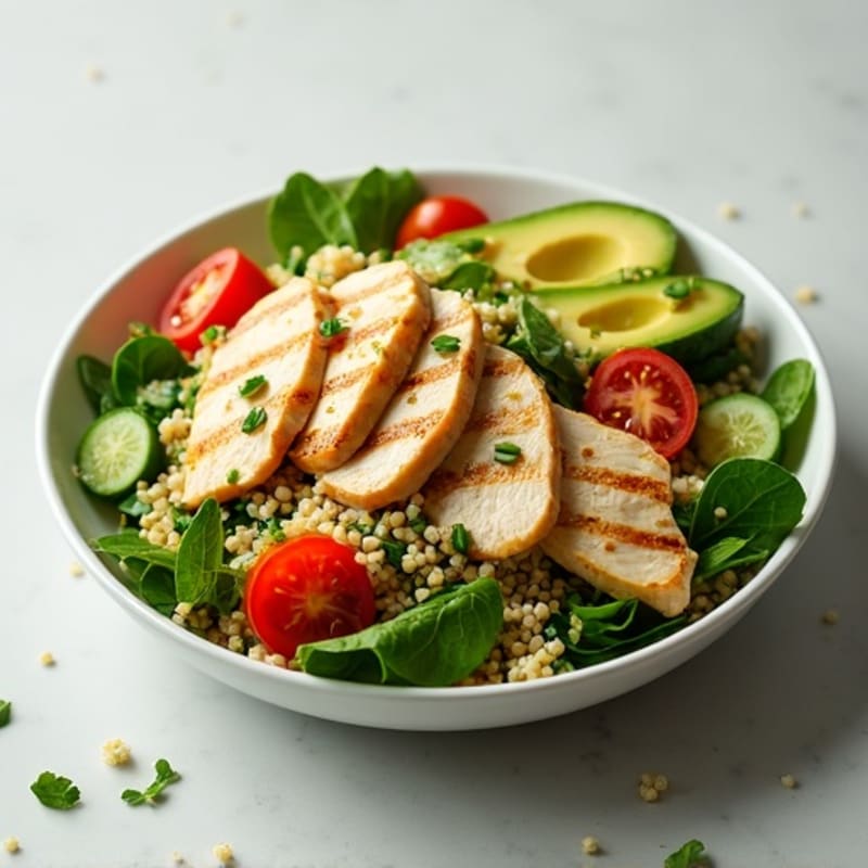Grilled Chicken and Quinoa Salad with Spinach