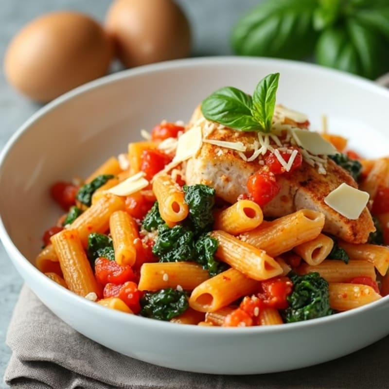 Creamy Tomato Brami Pasta with Wilted Spinach