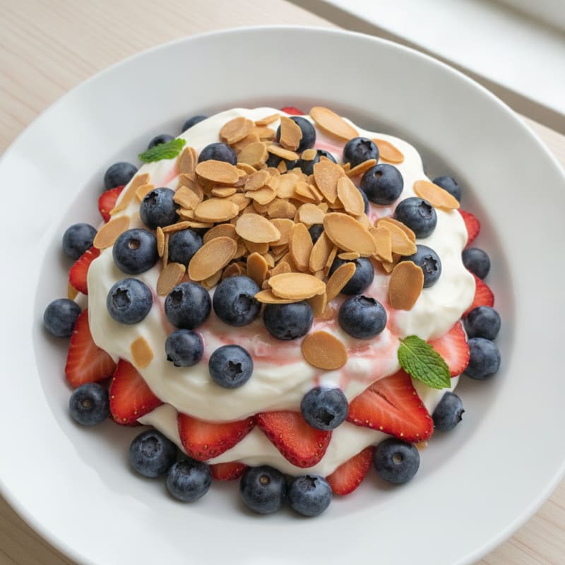 Greek Yogurt Protein Parfait with Berries and Almonds