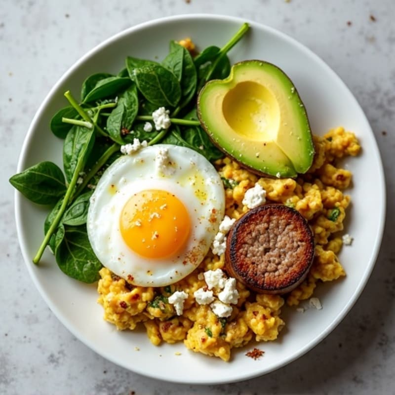 Egg White and Turkey Sausage Scramble with Spinach
