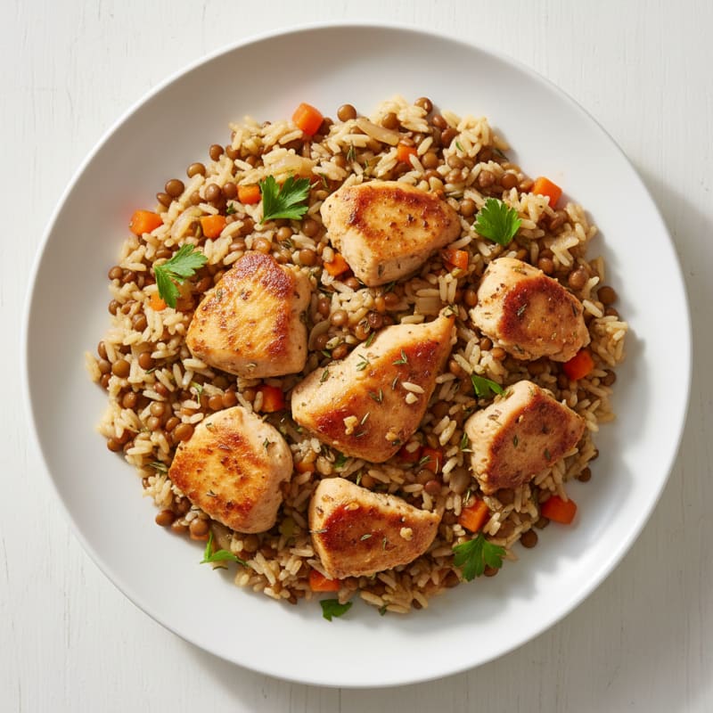 Chicken and Lentil Rice Pilaf