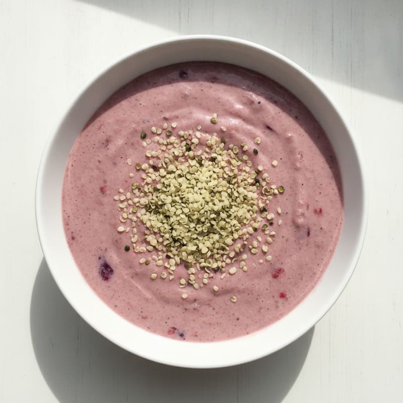 Silky Tofu Berry Smoothie Bowl with Hemp Seeds