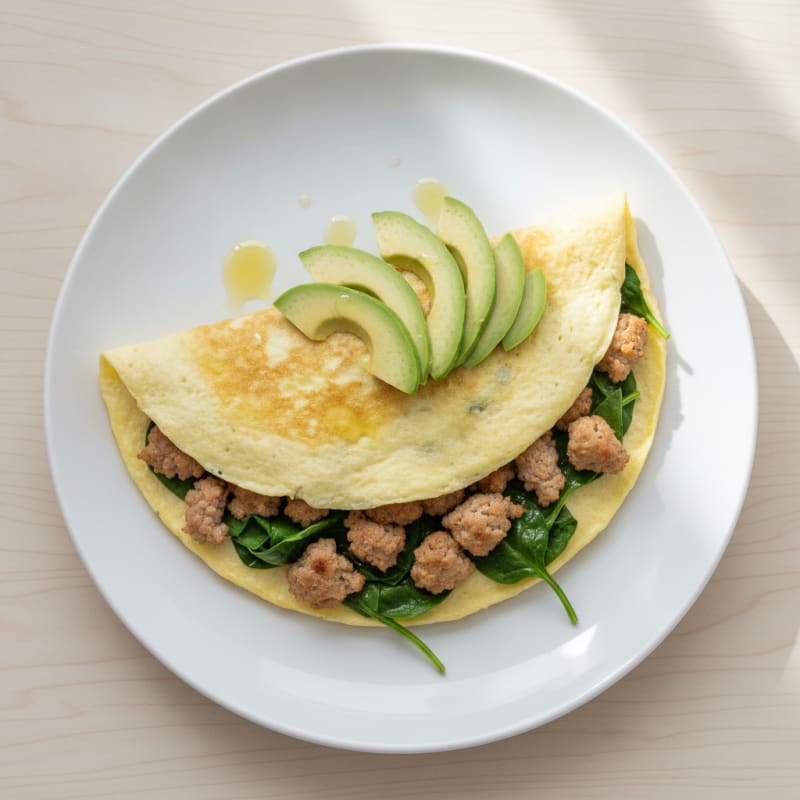 Egg White Spinach Omelette with Turkey Sausage