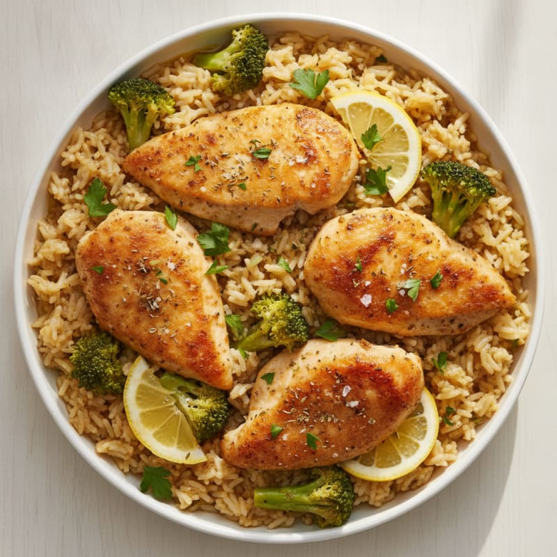 One-Pan Lemon Herb Roasted Chicken and Rice