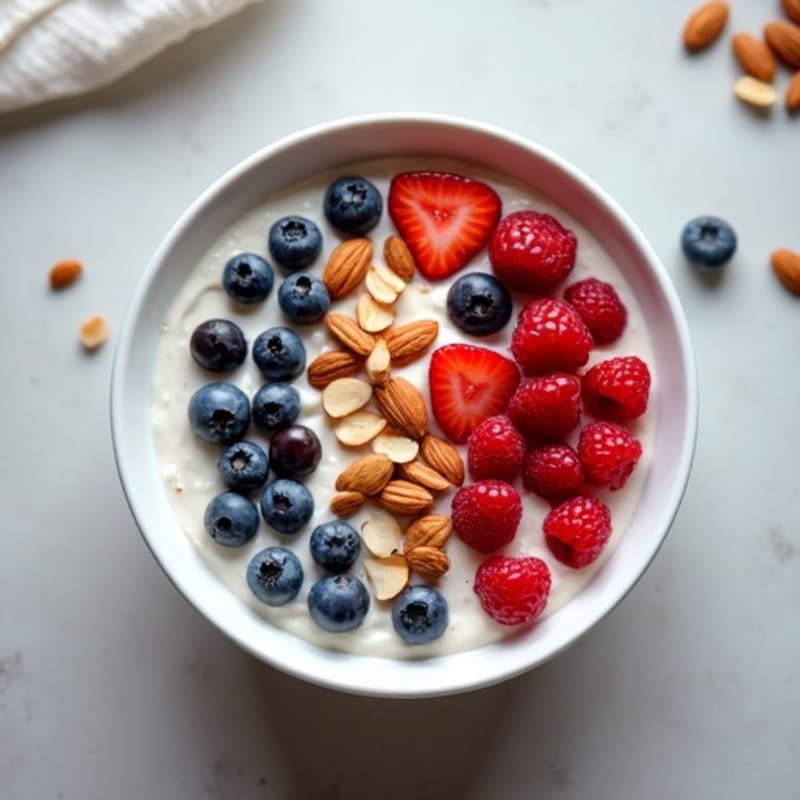 Creamy Greek Yogurt Protein Bowl with Mixed Berries and Almonds