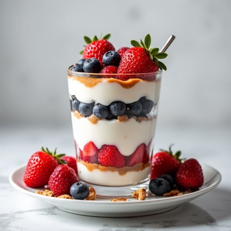 Greek Yogurt Protein Parfait with Mixed Berries and Almond Butter