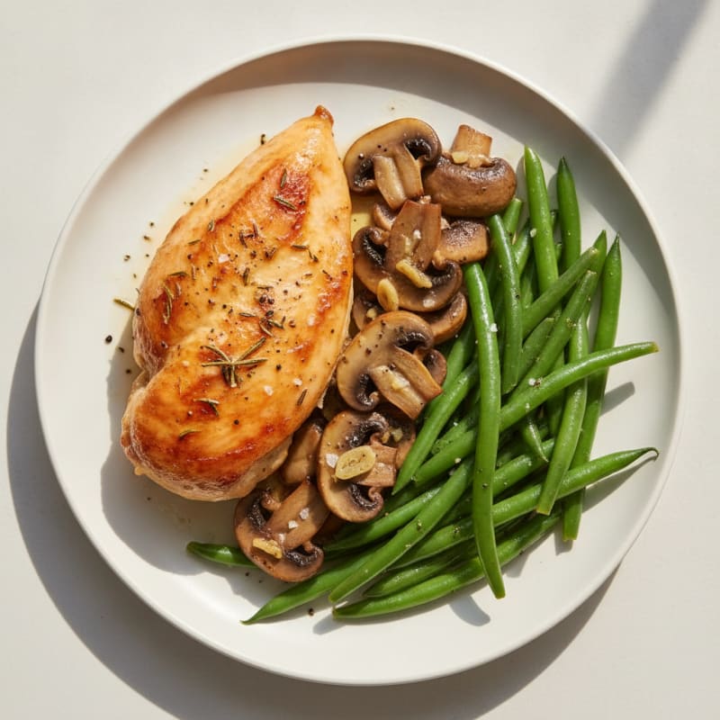 Herb-Roasted Chicken with Sautéed Mushrooms