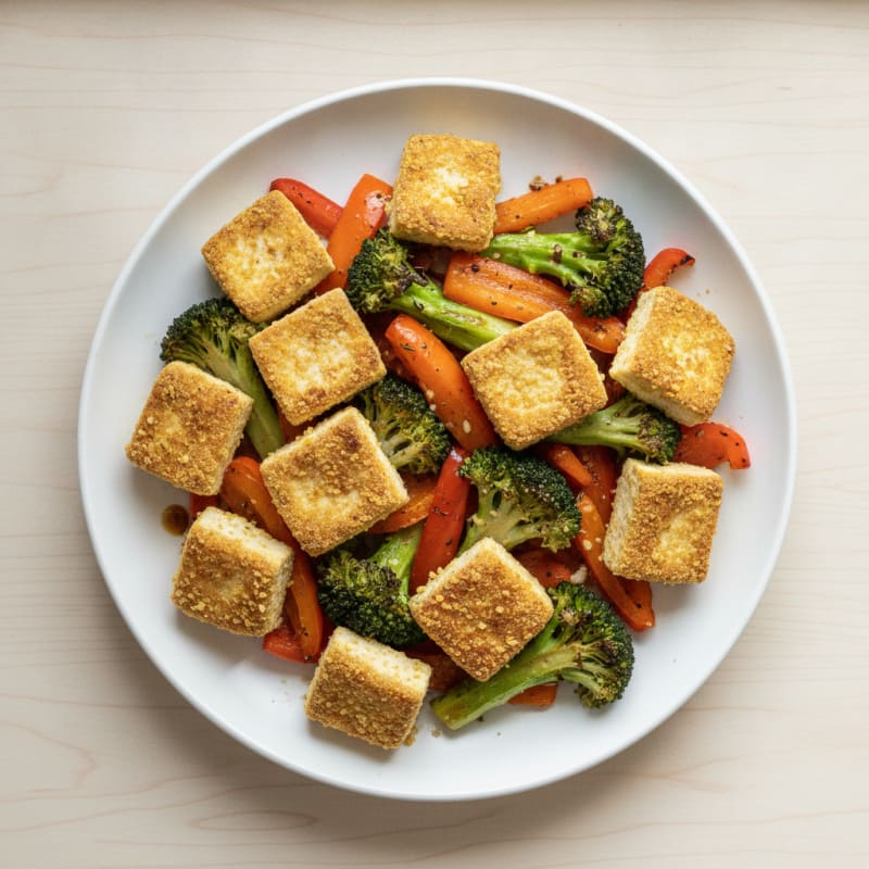 Pan-Seared Tofu with Roasted Vegetables