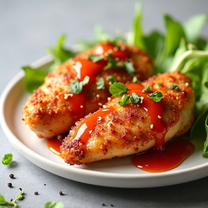 Crispy Baked Ginger-Garlic Chicken with Sweet Chili Sauce