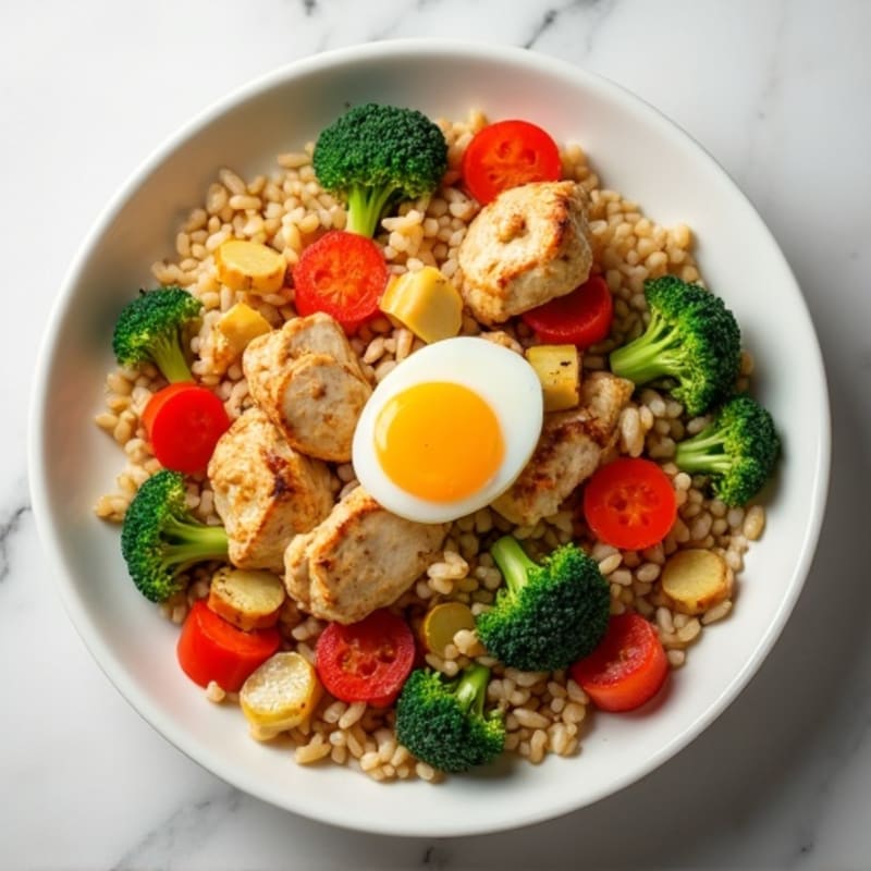 Chicken Quick Stir-Fried Rice with Crisp Vegetables