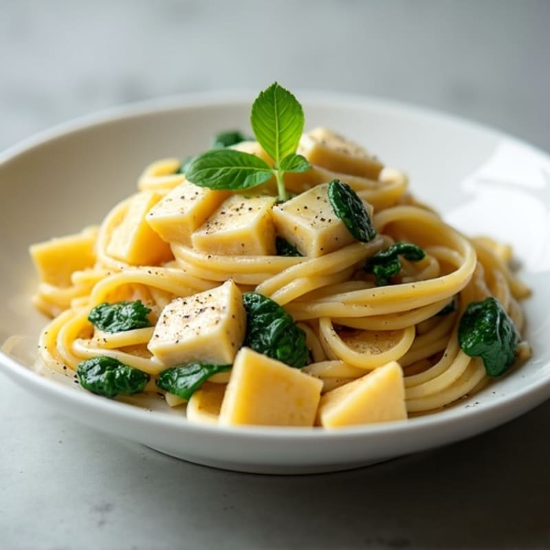 Creamy Cashew Alfredo Pasta with Fresh Spinach