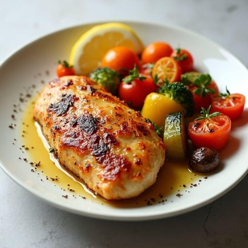 Lemon-Garlic Roasted Chicken Breast with Roasted Vegetables