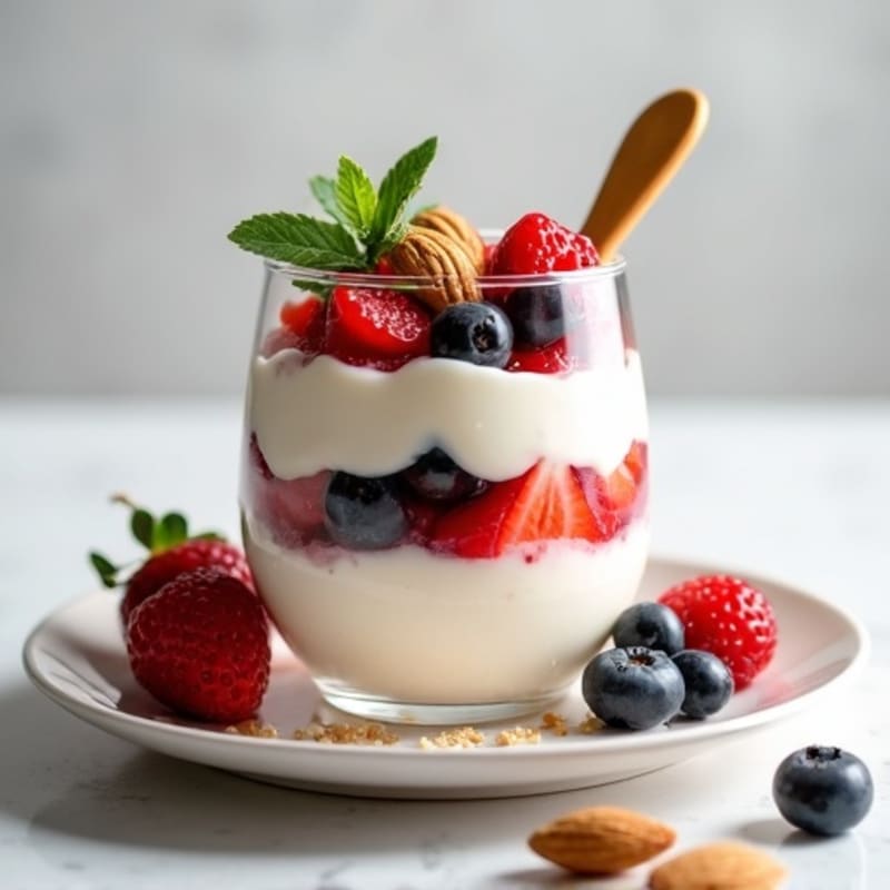Greek Yogurt Protein Parfait with Berries and Almonds