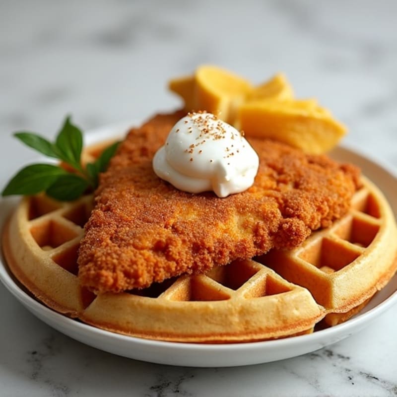 Crispy Baked Chicken with Almond Flour Waffles