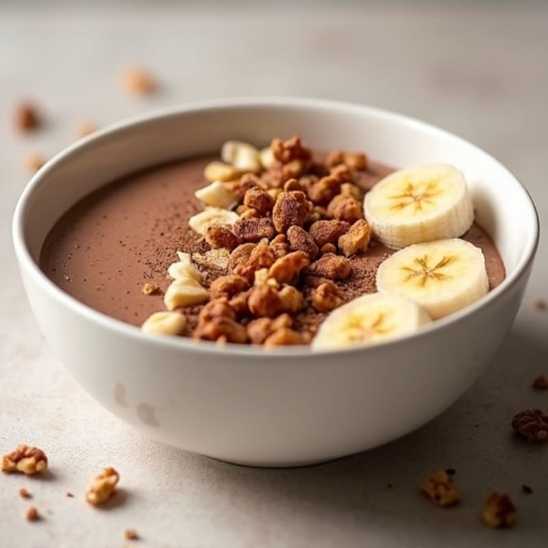 Creamy Chocolate Almond Protein Smoothie Bowl with Crunchy Walnuts