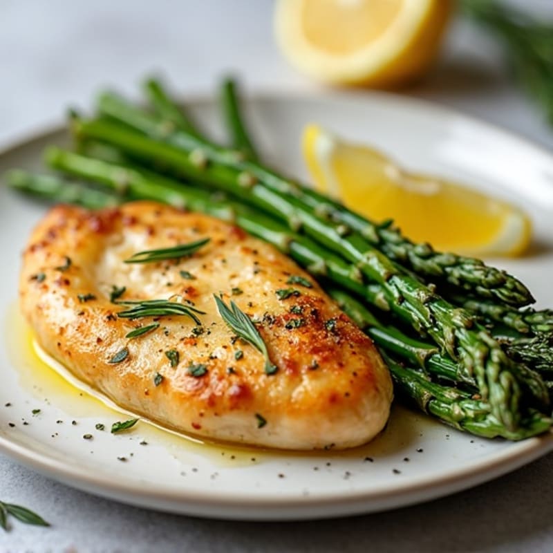 Lemon Herb Baked Chicken Breast with Roasted Asparagus