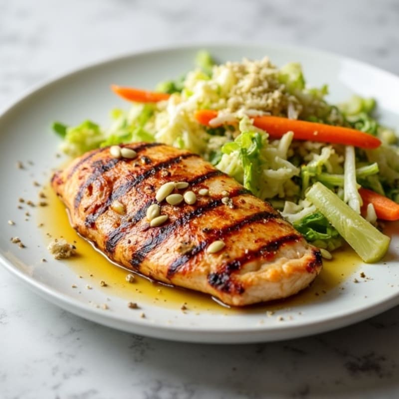 Grilled Chicken Breast with Crunchy Cabbage Slaw