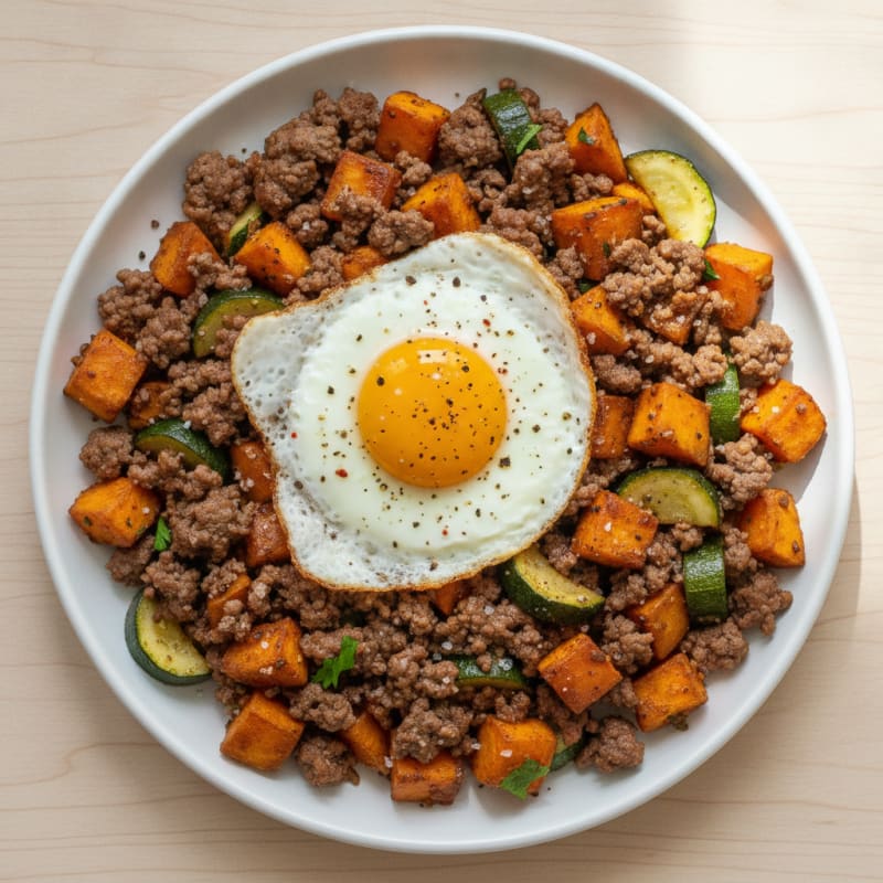 Ground Beef and Sweet Potato Skillet