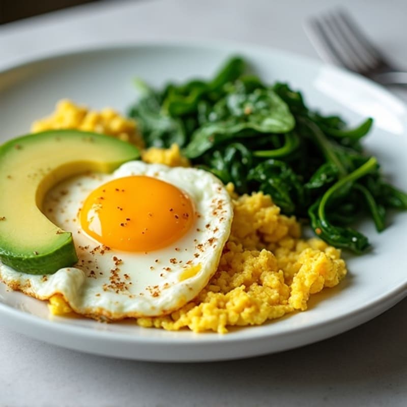 Protein-Packed Scrambled Eggs with Sautéed Spinach and Avocado