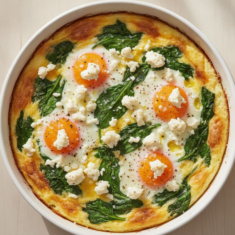 Baked Eggs with Spinach and Feta