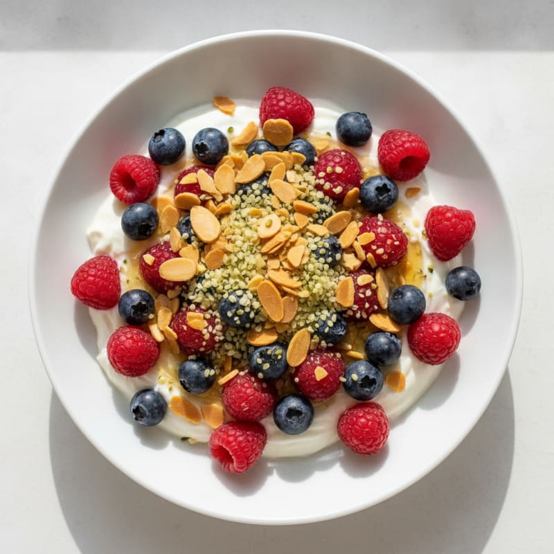 Greek Yogurt Protein Parfait with Mixed Berries