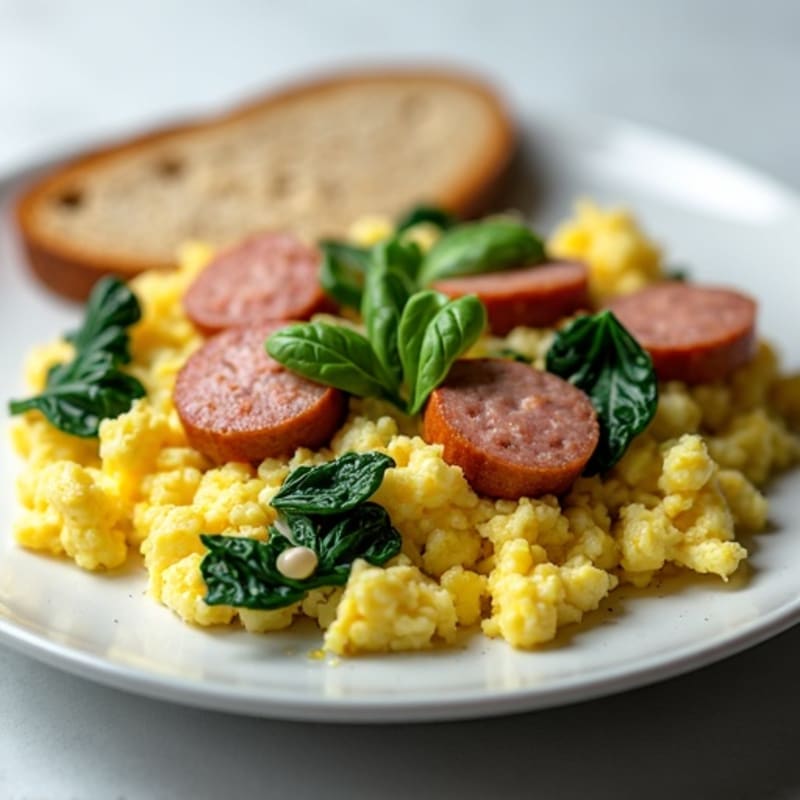 Egg White Scramble with Turkey Sausage and Spinach