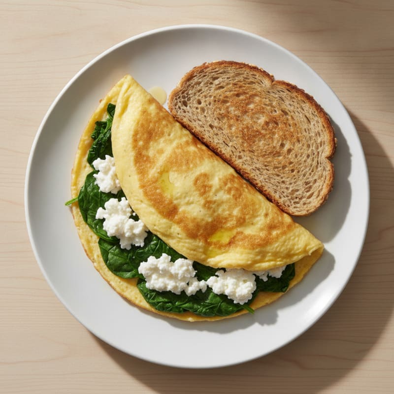 Egg White Spinach Omelet with Cottage Cheese