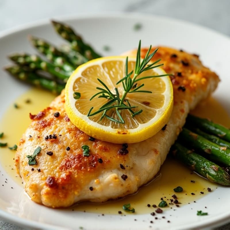 Crispy Lemon-Herb Roasted Chicken and Tender Asparagus