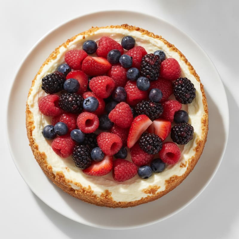 Greek Yogurt Protein Cheesecake with Mixed Berries